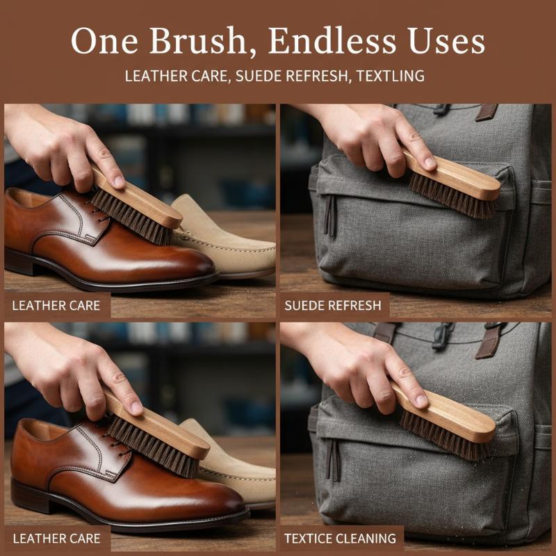 Leather Shoe Polish - Spazzola per Scarpe in Legno con